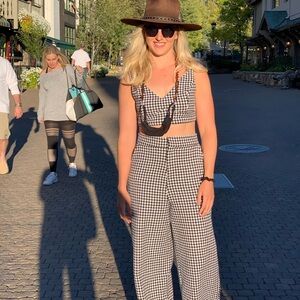 Showpo Houndstooth Jumpsuit Crop Top Set